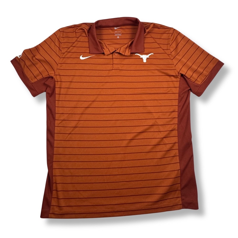 Nike Texas Longhorns Polo Dri-FIT Striped Performance Mens Burnt Orange Medium